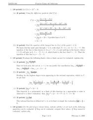 MATH 180 Practice Exam #1 Solutions 1. (10 points) Let f(x)=2x2 ...