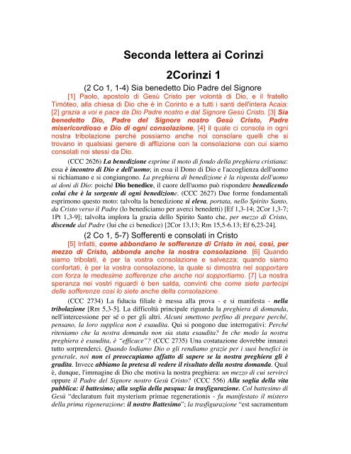 Seconda Lettera ai Corinzi, da 1 a 7