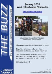 January 2009 West Lakes Lakers Newsletter - the Lakers Triathlon ...