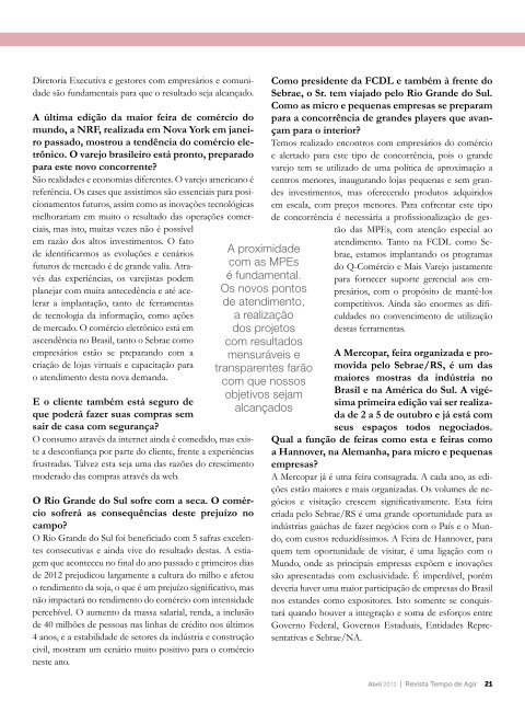 Abril 2012 | Revista Tempo de Agir 1 - Sebrae