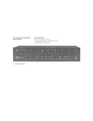 Apt/Holman Preamp Manual