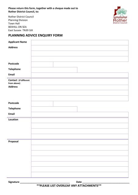 PLANNING ADVICE ENQUIRY FORM - Rother District Council