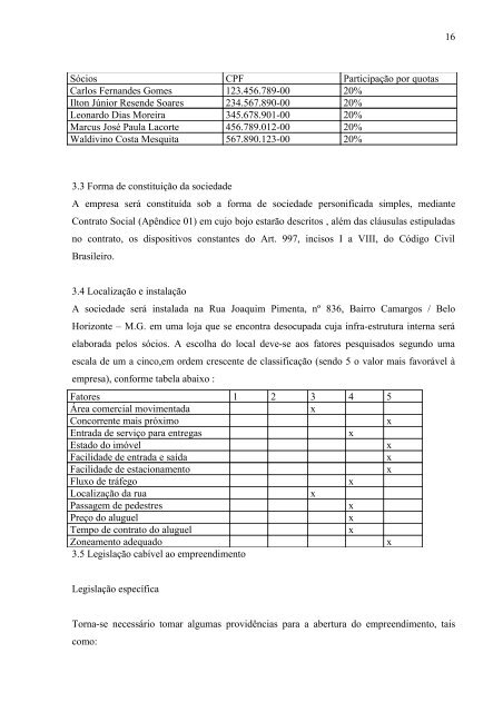 PLANO DE NEGÓCIO - Faculdade Novos Horizontes