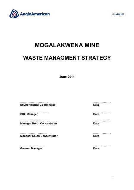 mogalakwena mine waste managment strategy - SRK Consulting