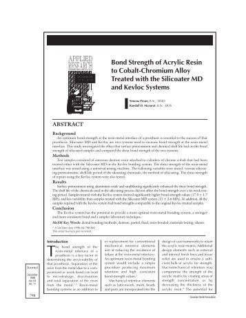 Bond Strength of Acrylic Resin to Cobalt-Chromium Alloy Treated ...