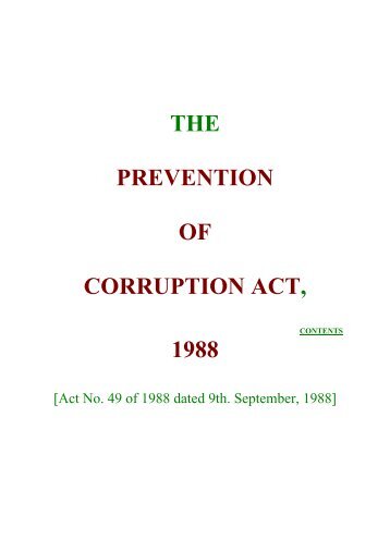 Prevention of Corruption Act, 1988