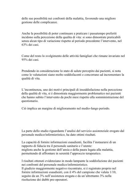 La qualitÃ  di vita nel paziente prostatectomizzato - Casettagiovanni.it