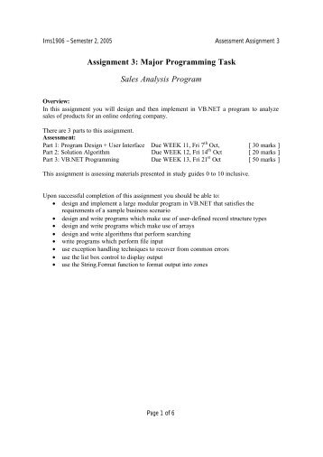 Assignment 3: Major Programming Task Sales Analysis Program