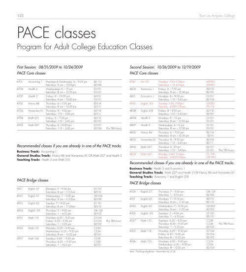 Complete Schedule of Classes - East Los Angeles College