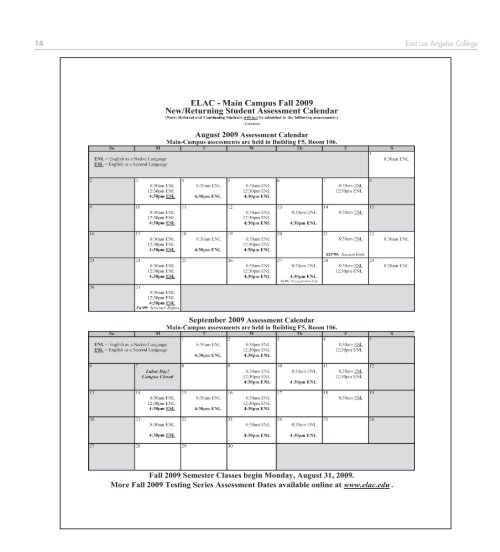 Complete Schedule of Classes - East Los Angeles College