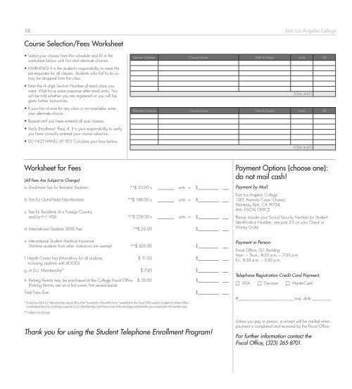 Complete Schedule of Classes - East Los Angeles College