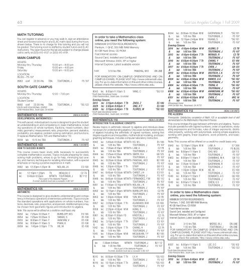 Complete Schedule of Classes - East Los Angeles College