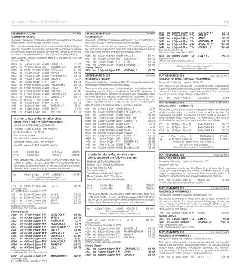 Complete Schedule of Classes - East Los Angeles College