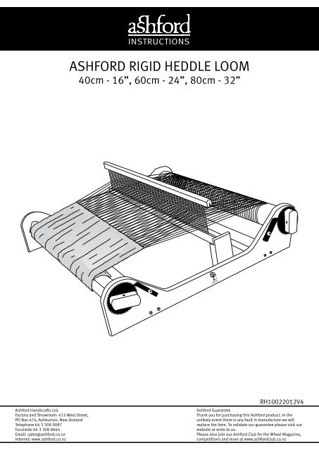 ASHFORD RIGID HEDDLE LOOM - Ashford Handicrafts