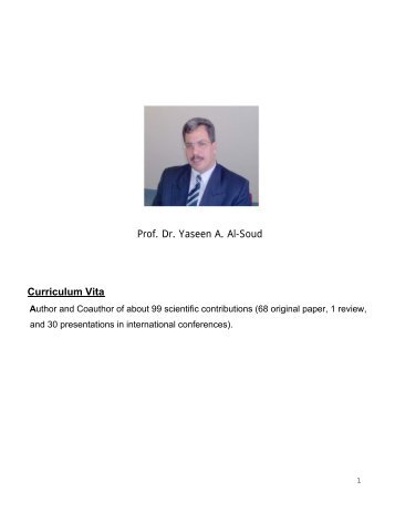 Prof. Dr. Yaseen A. Al-Soud Curriculum Vita