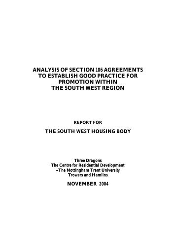 analysis of section 106 agreements to establish good practice for ...