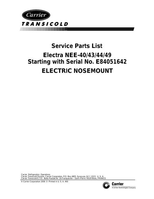 Electra NEE-40/43/44/49 - Sunbelt Transport Refrigeration