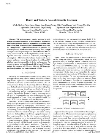 Design and Test of a Scalable Security Processor - ACM Digital ...