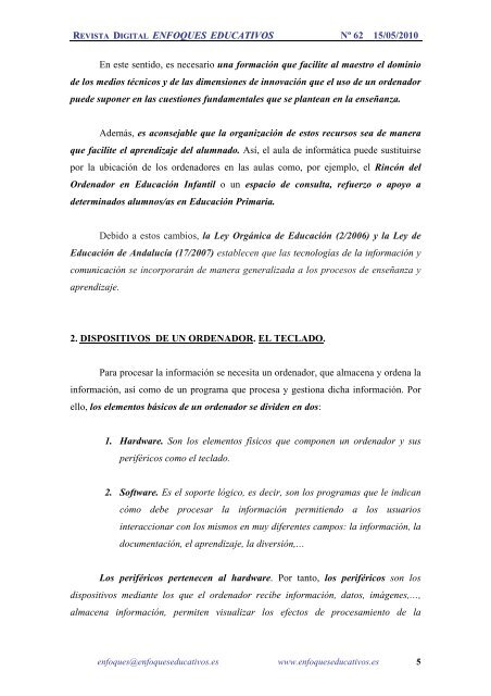 NÂº62 15/05/2010 - enfoqueseducativos.es