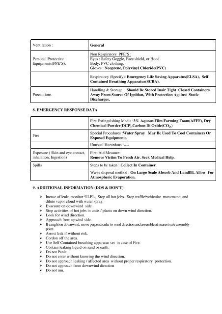 msds for naphtha - Mangalore Refinery and Petrochemicals Limited