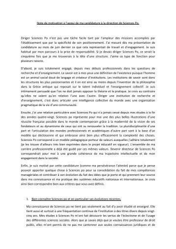 Note de motivation ÃƒÂ  l'appui de ma candidature ÃƒÂ  la ... - L'Etudiant