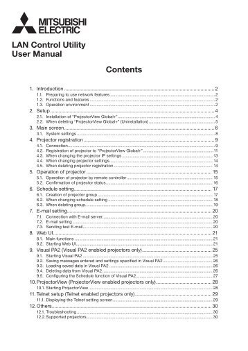 LAN Control Utility User Manual Contents - Mitsubishi Electric