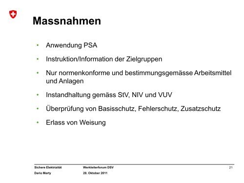 SUVA Kampagne Â«Sichere ElektrizitÃ¤t - DSV