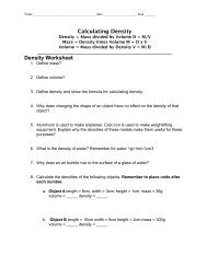 Density Worksheet New York Science Teacher