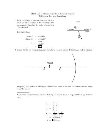 PHYS 203 (Distance Education) General Physics Mid-term Review