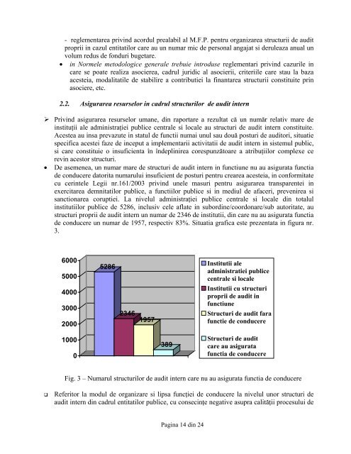 Structura raportului privind activitatea de audit public intern