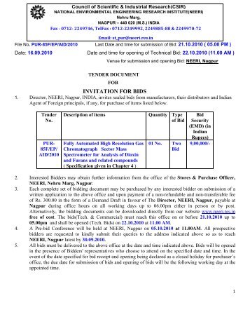 invitation for bids - National Environmental Engineering Research ...