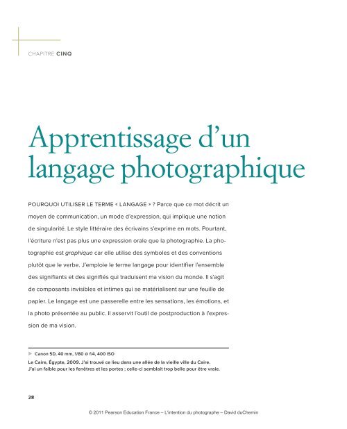 Apprentissage d'un langage photographique - Pearson