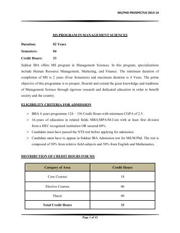 Course Schema for Phd (Management Science)