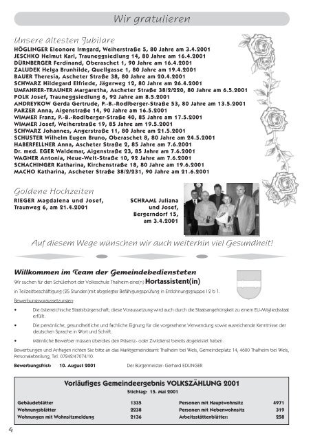 Berichte & amtliche Informationen - Thalheim bei Wels