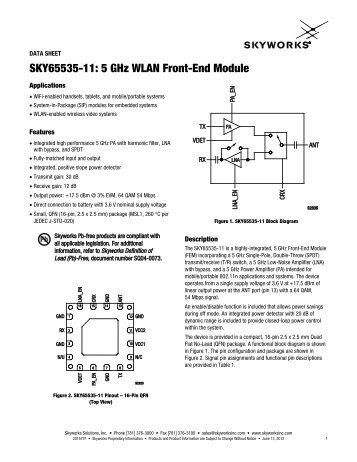 SKY65535 5 GHz WLAN Front-End Module Data Sheet ... - wless.ru