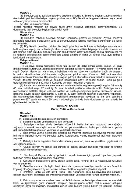 Zabıta Müdürlüğü Çalışma Yönetmeliği (244 KB) - Kartal Belediyesi