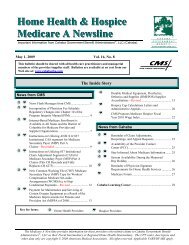 May 1, 2009, Home Health & Hospice Medicare A Newsline - CGS