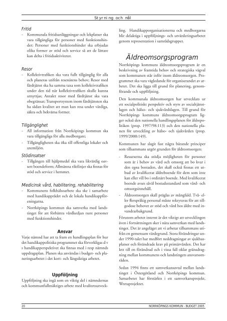 Budget 2005 - NorrkÃ¶pings kommun