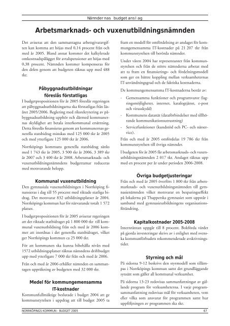 Budget 2005 - NorrkÃ¶pings kommun