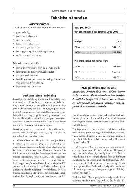 Budget 2005 - NorrkÃ¶pings kommun