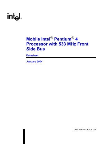 Mobile Intel Pentium 4 Processor with 533 MHz Front Side Bus