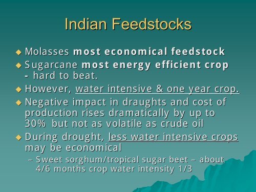 Present Status of Feedstock Management & Technology ...