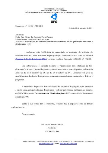 Memorando 120/2011 - PRODIRH. - CAVI - UFG