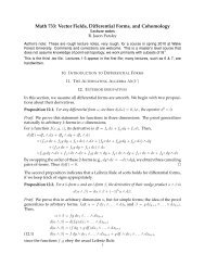 Math 733: Vector Fields, Differential Forms, and Cohomology