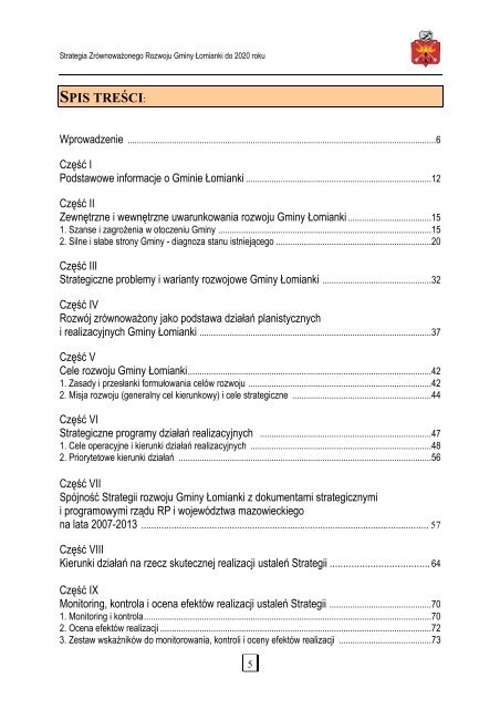 STRATEGIA ZRÓWNOWAŻONEGO ROZWOJU GMINY ŁOMIANKI ...