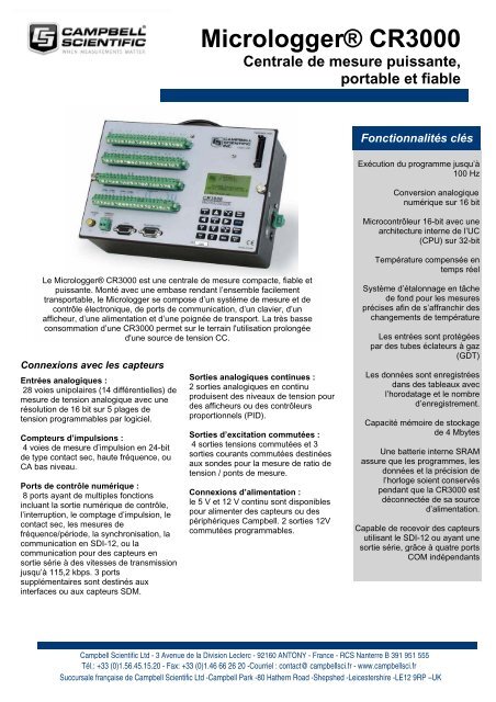 Brochure CR3000 - Campbell Scientific