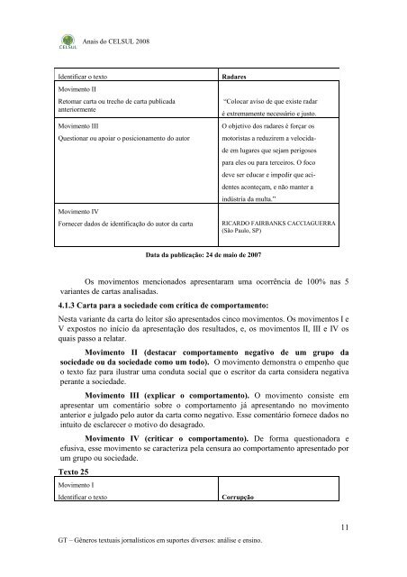 O gÃªnero carta do leitor: anÃ¡lise de exemplares ... - Celsul.org.br