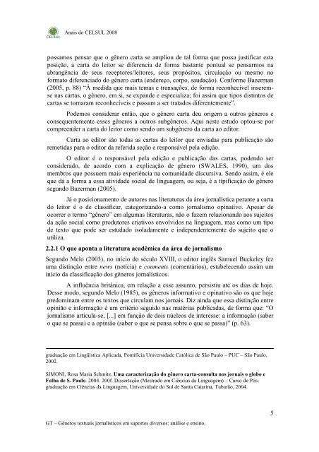 O gÃªnero carta do leitor: anÃ¡lise de exemplares ... - Celsul.org.br