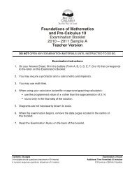 Foundations of Mathematics and Pre-Calculus 10 - QuestionBank.CA