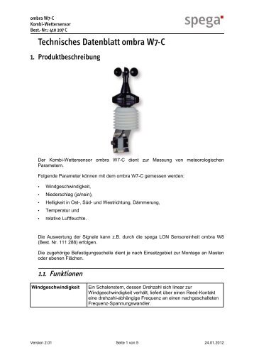 Technisches Datenblatt ombra W7-C - spega.de